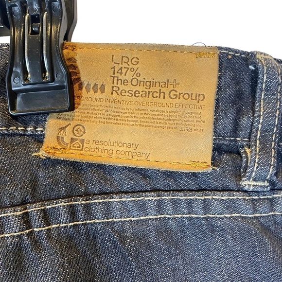 LRG  Men 38 Black Washed Denim Grass Roots Classic Straight Loose distress 39x34 - Picture 7 of 12